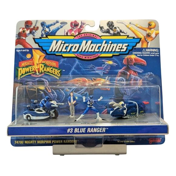 Vintage New Micro Machines Mighty Morphin Power Rangers Set #3 BLUE RANGER - Picture 1 of 9